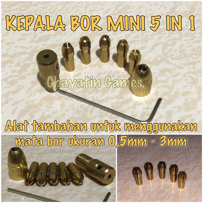 kepala bor mini 0,5mm   3mm / collet chuck mini drill 5 in 1