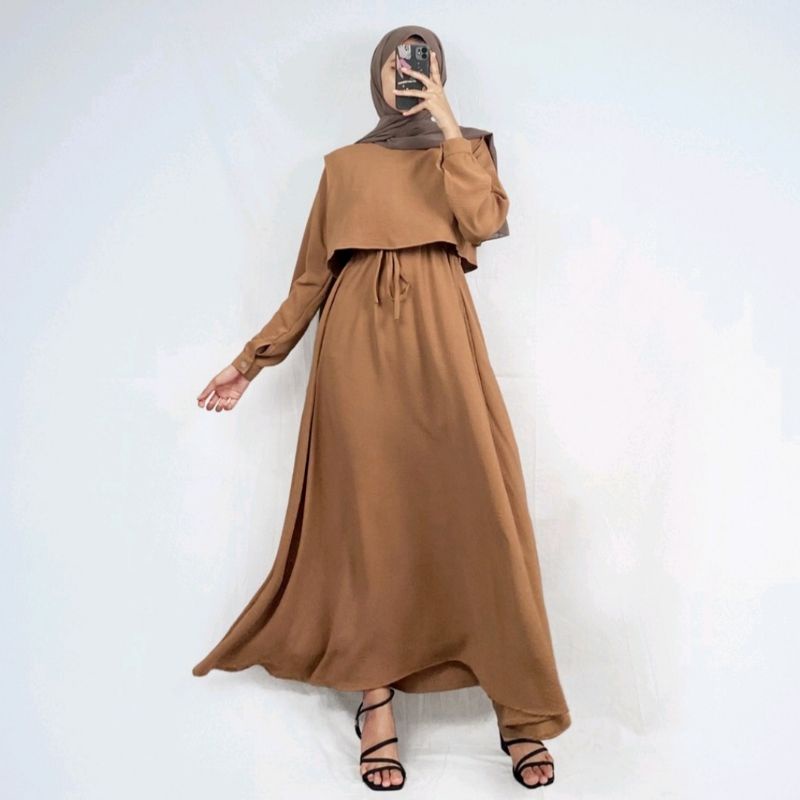 dress crinkle airflow ria ricis viral tali serut vest terbaru Ld 108cm oversize wanita cewek terbaru