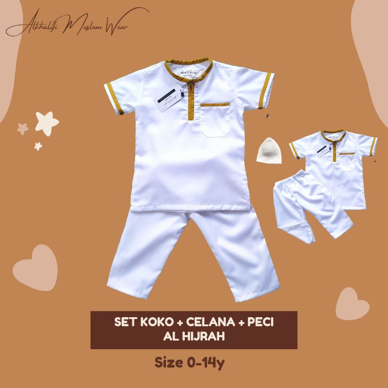 New Arrival SET KOKO AL HIJRAH (PUTIH LIST GOLD) | Set Koko Anak Pakistan Bayi Balita by Alkhalifi