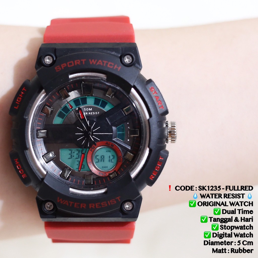 Jam tangan pria wanita analog digital free baterai grosir ecer termurah SK1235