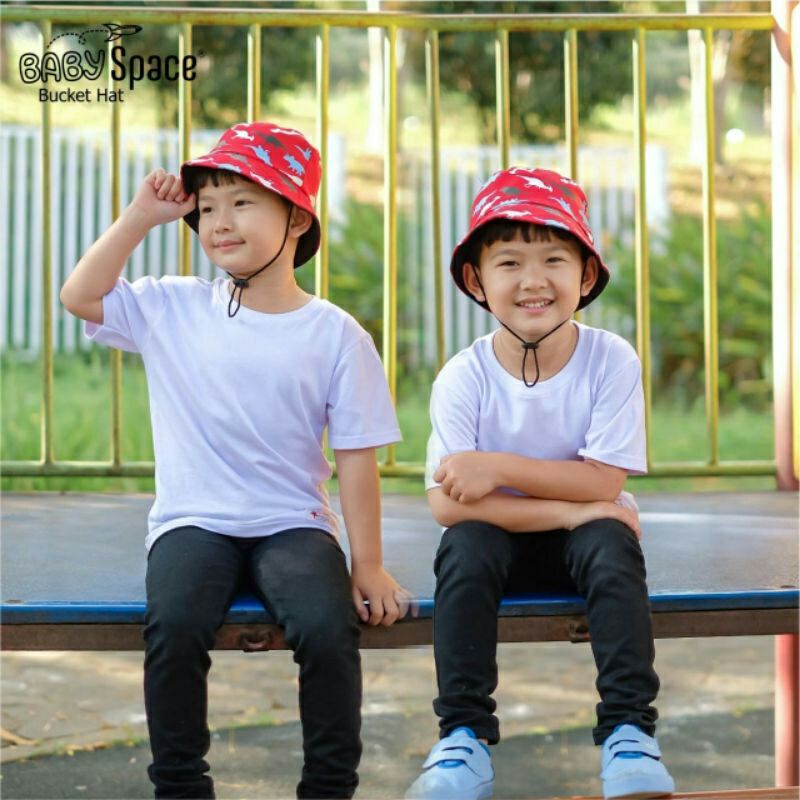 topi bucket kartun anak laki laki topi hat tali 2in1 tas selempang anak waistbag anak usia 2-10 tahun