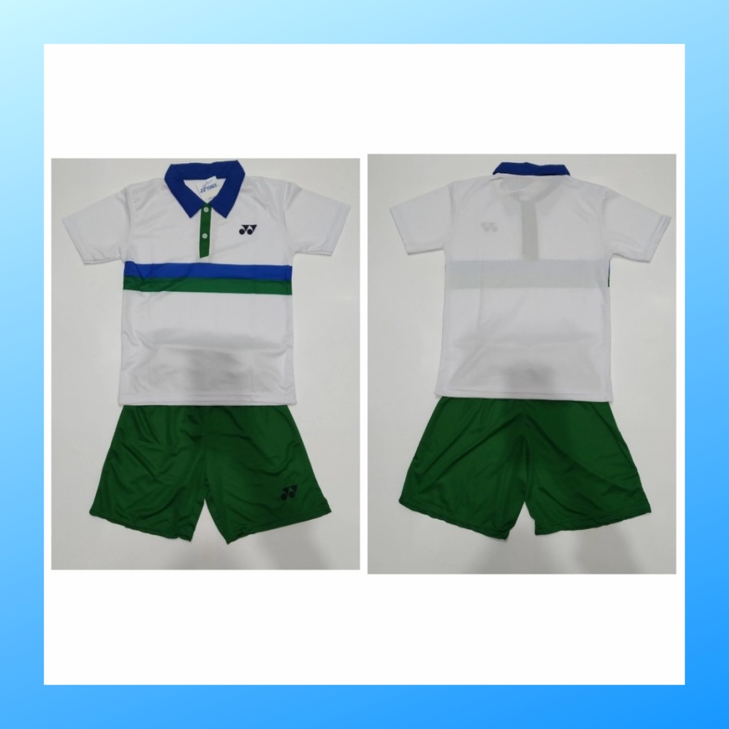 Kaos badminton anak jersey bulutangkis baju dan celana setelan t-shirt outfit seragam kostum olahraga pakaian apparel sport ST.Y2001 putih polos