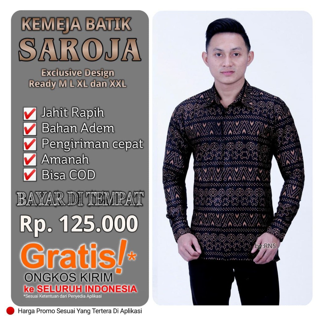 SAROJA BATIK Kemeja Lengan Panjang Kemeja Batik Seragam Kantor Motif Semut