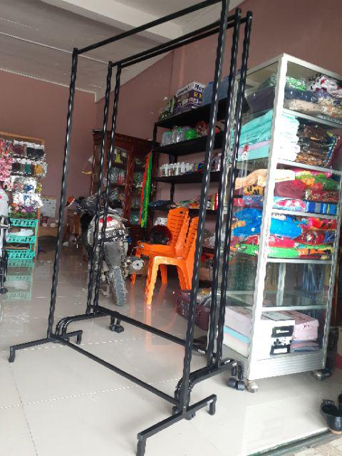 Gawang Osaka T.175cm Hitam Beroda Gantungan Jemuran Gawangan Model Ikea