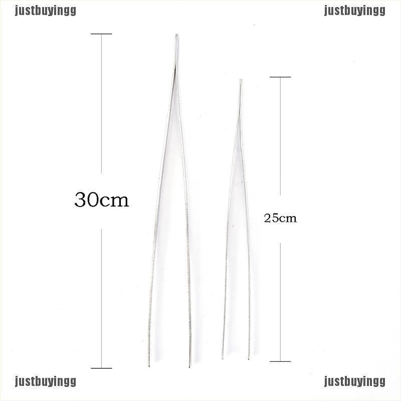 JB✪ Silver Stainless Steel Long Food Tongs Straight Tweezers Kitchen Tool