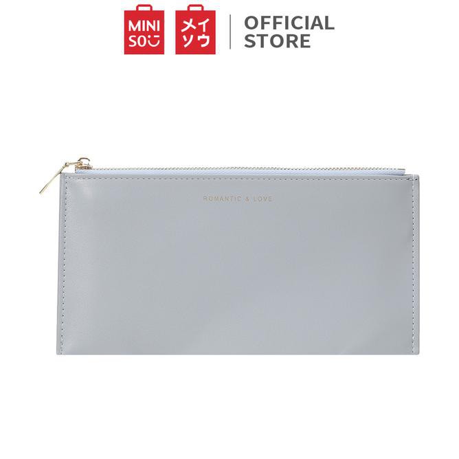 2isk miniso wanita handbag dompet panjang lipat zipper simple - biru muda 3yze
