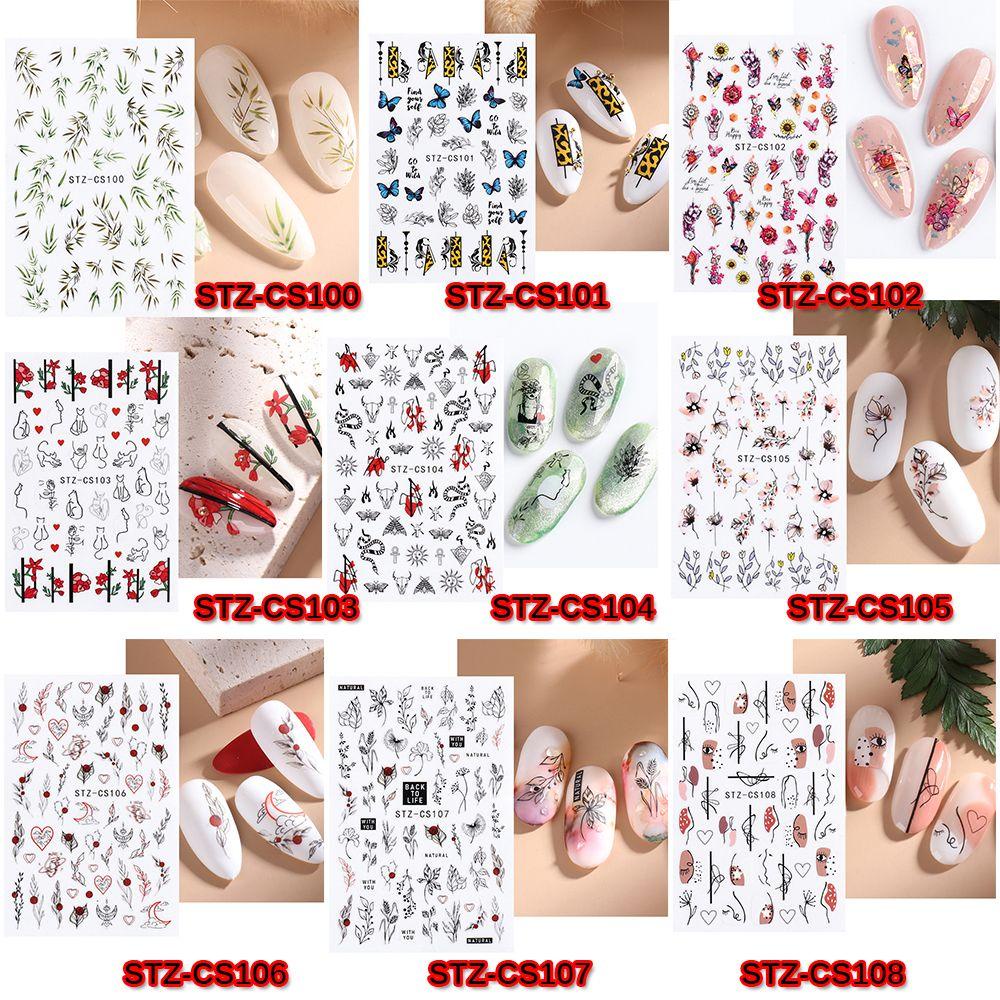 R-flower Nail Stiker Sliders Decals Bunga Poles Perancis