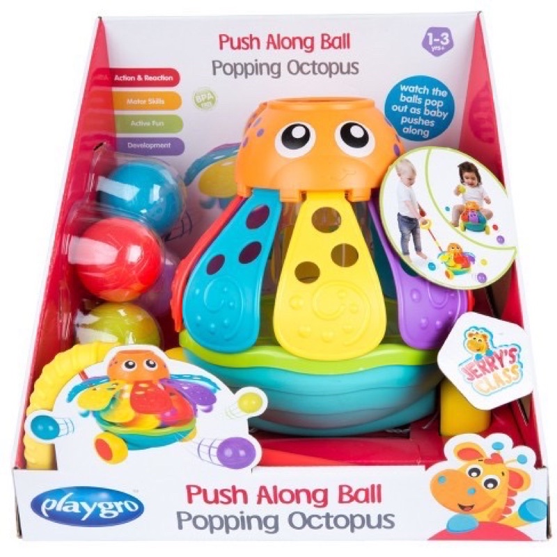 PLAYGRO PUSHALONG BALL POPPING OCTOPUS