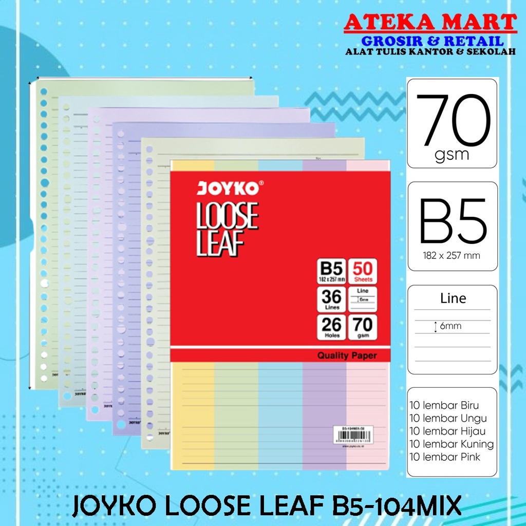 

[PAK] JOYKO LOOSE LEAF B5-104MIX-50 ISI BINDER