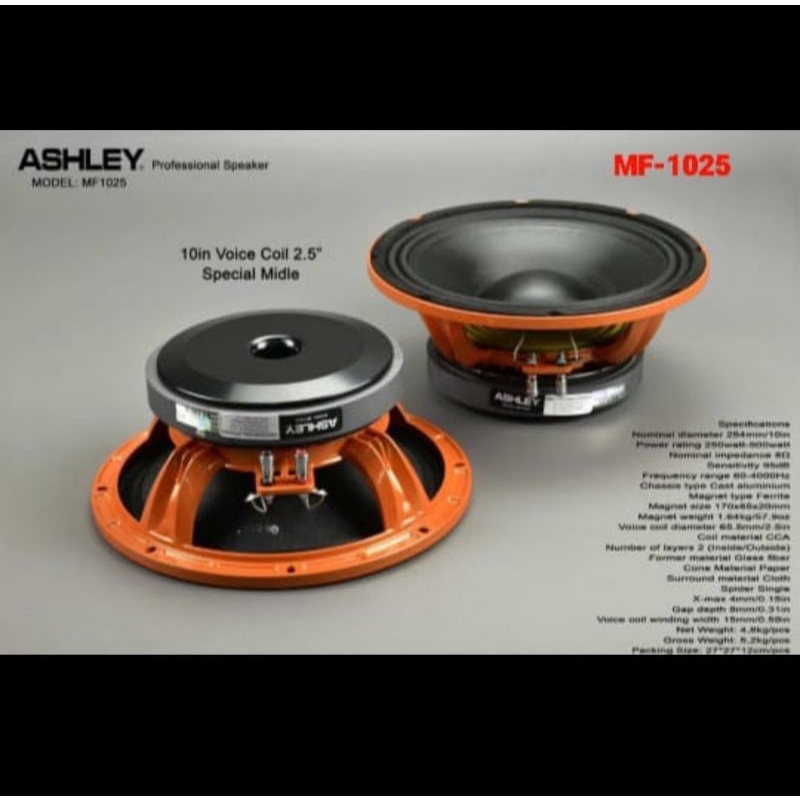 Speaker komponen ashley mf1025 mf 1025 10inch original