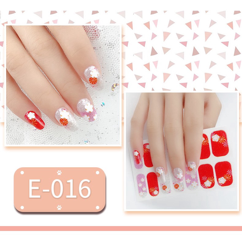 14Pcs / Lembar Stiker Kuku Palsu 3D untuk Nail Art / Manicure