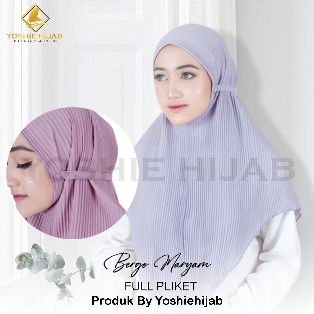 [BESAR] Bergo Plisket full diamond jilbab Maryam hijab shawl kerudung bergo tali instan instan Premium