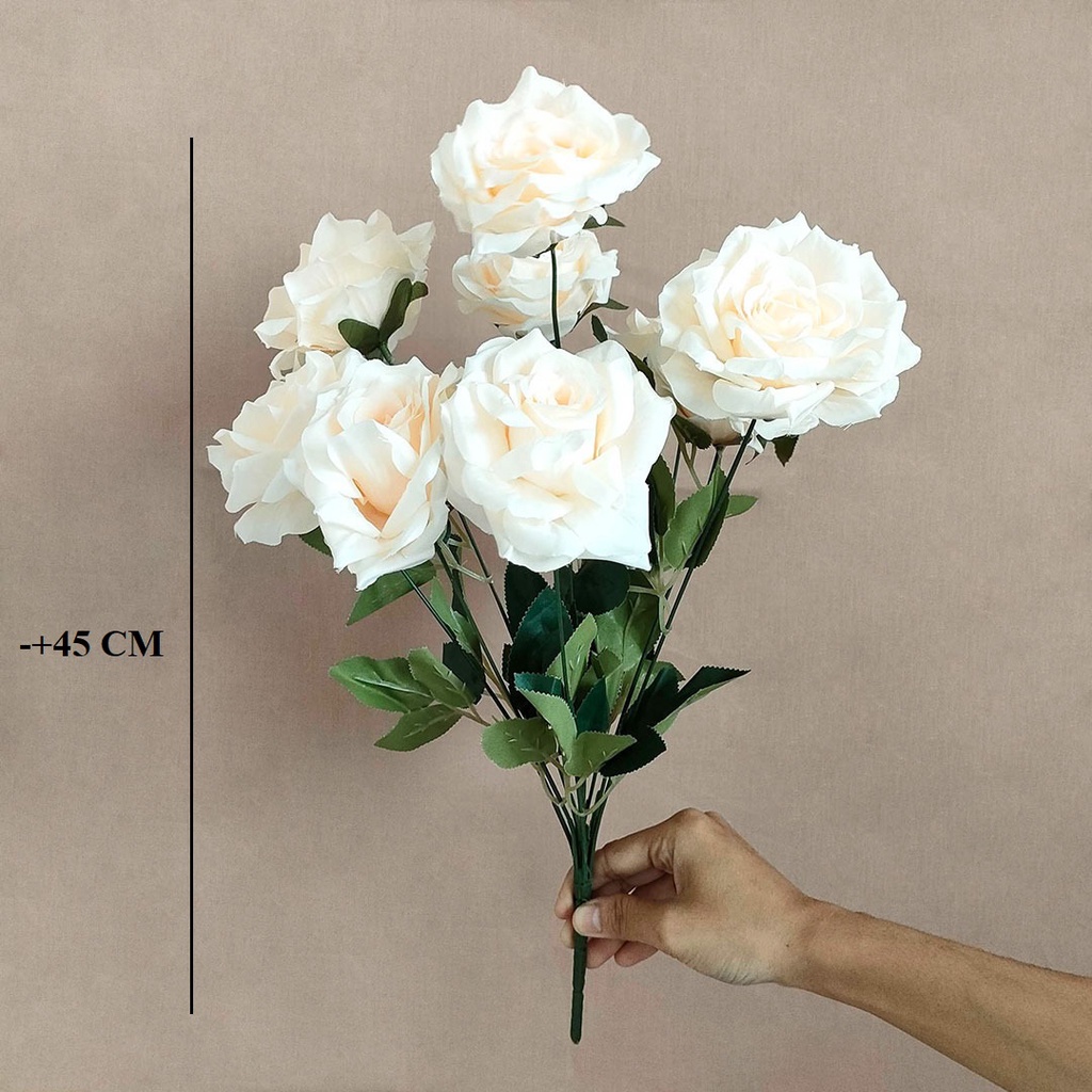 Artificial Flower Jumbo Diamond Rose 9 Head Bunga Mawar Cabang Hias Plastik Dekorasi Pesta