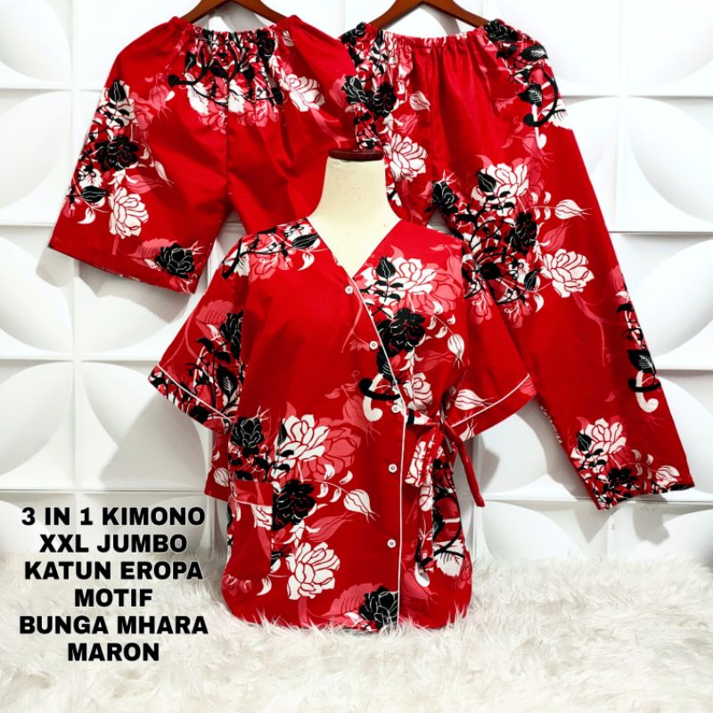 Piyama Kimono 3in1 Jumbo motif Bunga