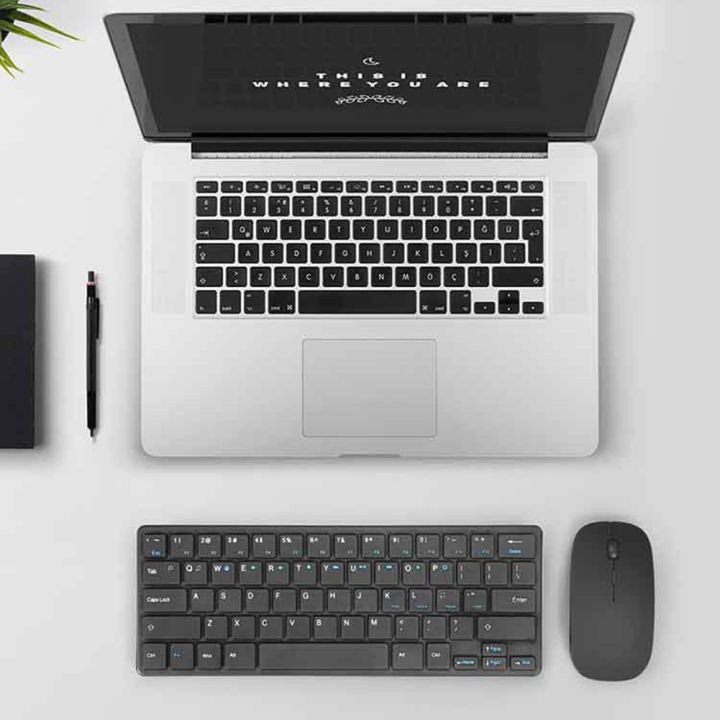 Wireless Keyboard Mouse Combo Set Ergonomic 64 Keys 2.4GHz - JP107 - Black