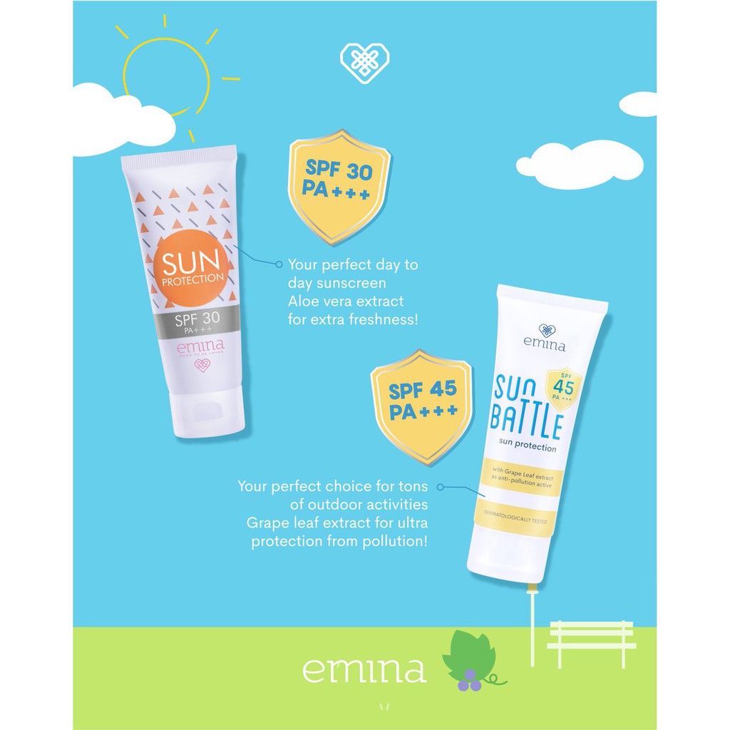 ☘️ CHAROZA ☘️ EMINA Sun Protection / Sun Battle SPF 45 PA+++