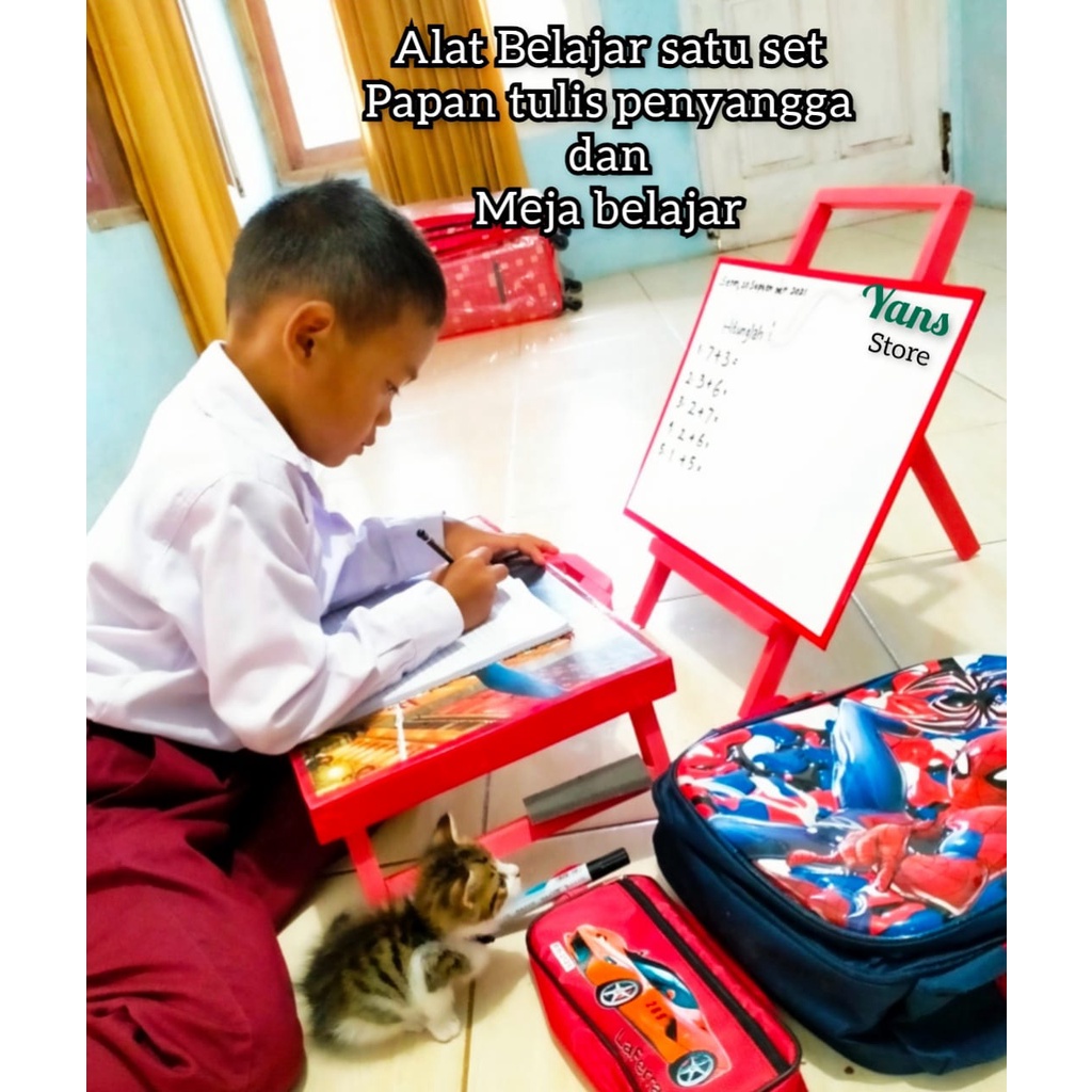 

1 set paket hemat alat tulis/papn tulis penyangga 30x40/meja belajar karakter/papan tulis murah/papantulis karakter/white board/papn tulis lengkap dan murah