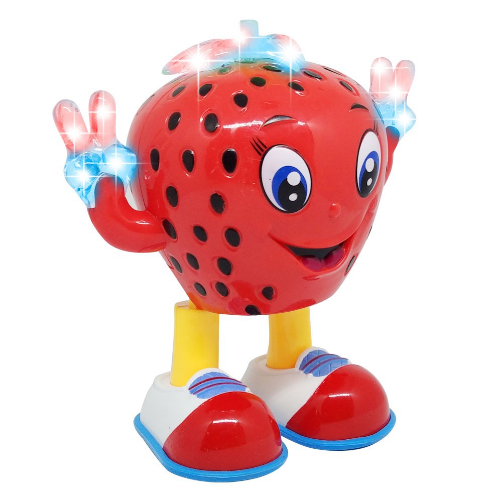 MAINAN DANCING STRAWBERRY JOGET MUSIK GOYANG LUCU LAMPU LED CERIA