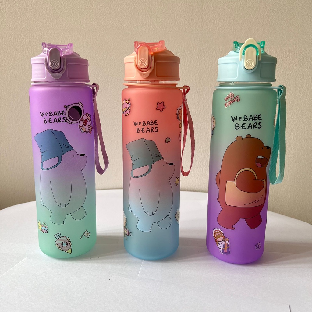 botol minum viral gradasi gambar bear kapasitas 900 ml lucuu cute