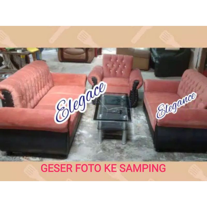 Sofa Bellagio Bludru Kombinasi dg Meja Kaca Pekanbaru saja