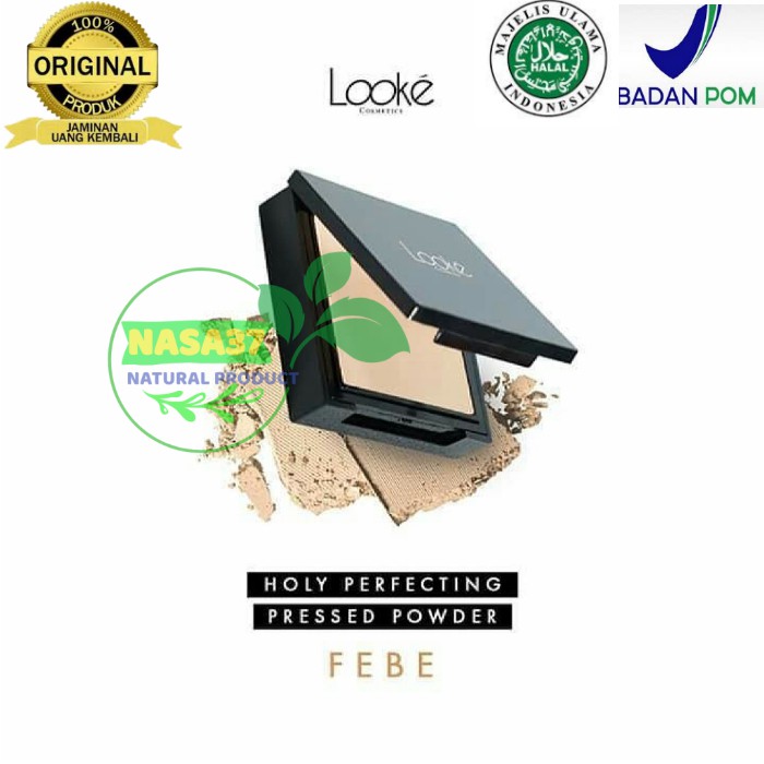 LOOKE COSMETIC HOLY PERFECTING PRESSED POWDER FEBE KOSMETIK BEDAK PADAT RINGAN LIGHT