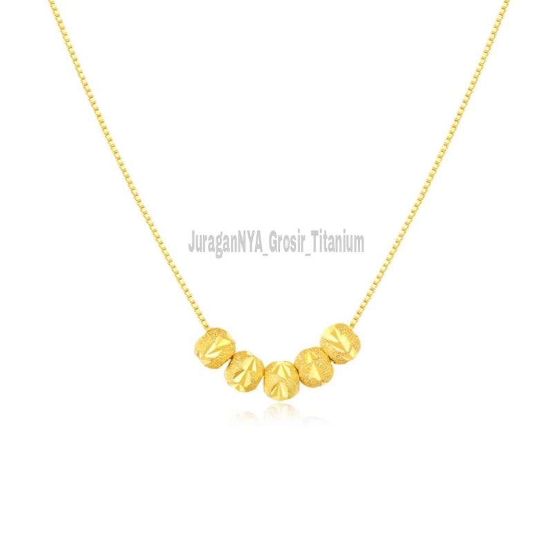 KALUNG TITANIUM BOLA 5 PASIR PERHIASAN EMAS ANTI KARAT DAN ANTI LUNTUR