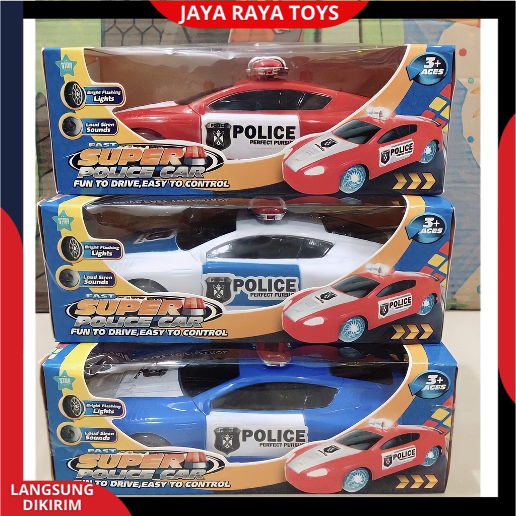 ( BISA COD ) PROMO Mainan Anak Mobil Polisi Baterai Super Police Car Ada Musik Dan Lampu / Mainan Anak Laki Laki SNI Murah