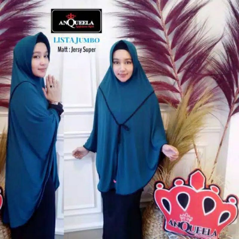 jilbab jumbo / hijab jumbo / kerudung jumbo / khimar jumbo ori by. anqueela / lista jumbo anqueela