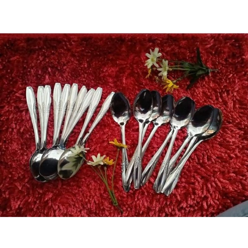 1 Lusin Sendok / Garpu Polos Stainles stell TEBAL sendok makan polos