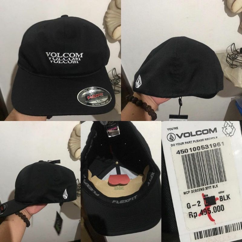 Topi Volcom Descend Xfit Flexfit Black Original