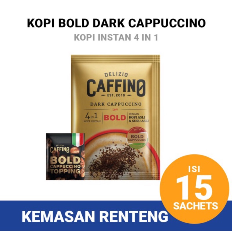 Kopi Delizio Caffino Bold Dark Cappuccino 1 renceng Kopi sachet instan