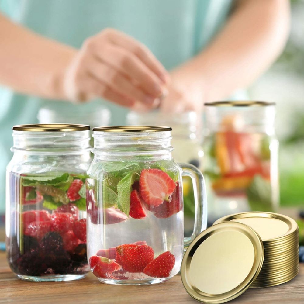 ELEGANT Regular Mason Jar Canning Lids Leak Proof Canning Lids Regular Mouth Wide Mouth Canning Lids with Silicone Seals Rings 2.7 inches Split-Type For Canning Mason Jar Food Grade Material Regular Mouth Canning Lids/Multicolor