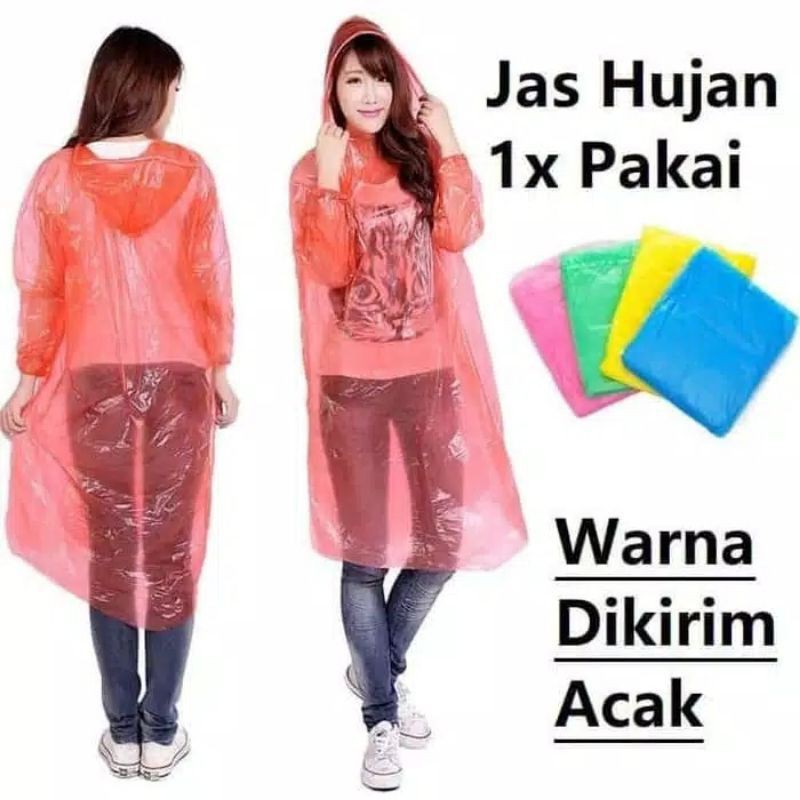 PRAKTIS ! JAS HUJAN PLASTIK SEKALI PAKAI / MURAH ABIS //  / Jas hujan Murah /Jas Hujan Disposable Jas Hujan Darurat Sekali Pakai Jas Hujan Plastik Jas Hujan Travelling