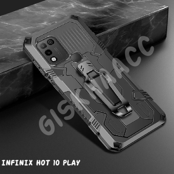 Case Hp Infinix Hot 10 Play Hard Case Robot Belt Clip Leather Transformer Soft Hp