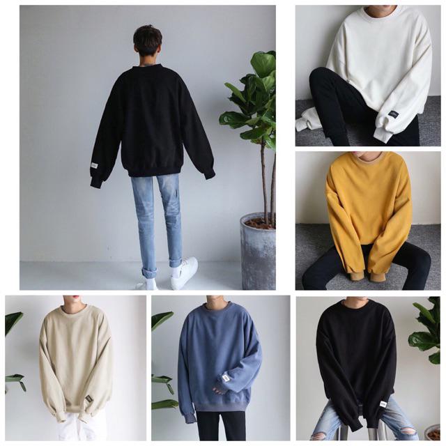 Spot Sweater Kaos  Lengan  Panjang  Round Neck Warna Polos  