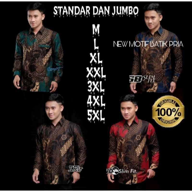 Kemeja batik lengan panjang/ baju batik pria big size M L XL XXL XXXL 4L 5L