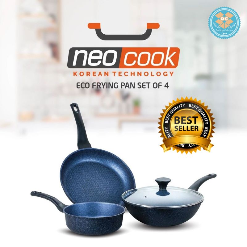 SET ALAT MASAK / ALAT MASAK ORI KOREA  PANCI KERAMIK  NEOCOOK FRYING PAN SET OF 4 PCS