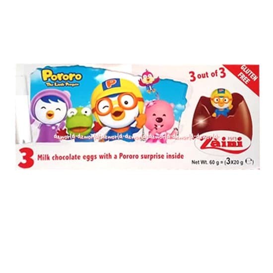 

ZAINI PORORO PIGUIN COKLAT TELOR EGG CHOCOLATE BERISI 3PCS ISI MAINAN