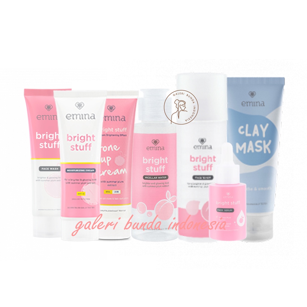 Paket Emina Bright Stuff 7 Pcs (Face Wash + Moiusturizing Cream + Toneup Cream + Micellar Water + To