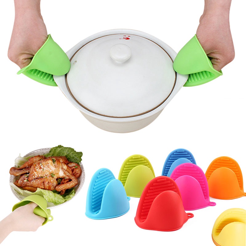 1pc Klip Sarung Tangan Bahan Silikon Tebal Anti Melepuh Untuk Microwave / Oven