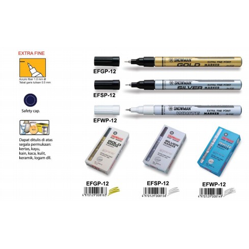 

Promo MURAH snowman permanent paint marker spidol permanent GOLD EFGP 12 Murah