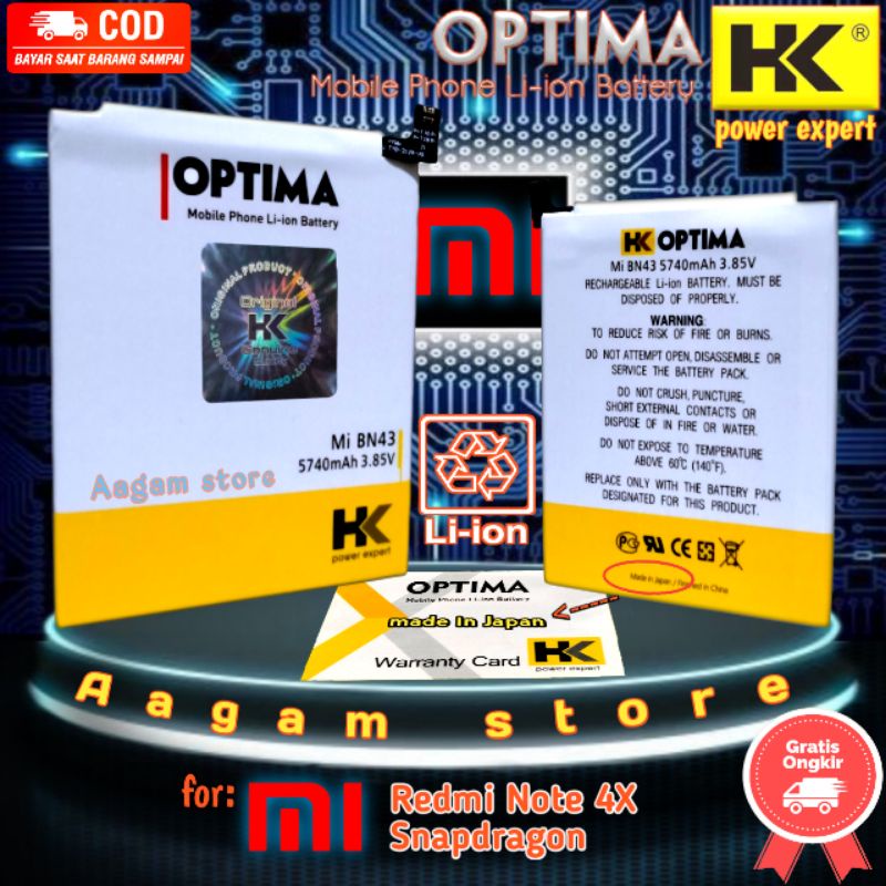 Baterai Battery Batre Xiaomi Redmi Note 4X Snapdragon BN43 Redmi note4x BN 43 Double power
