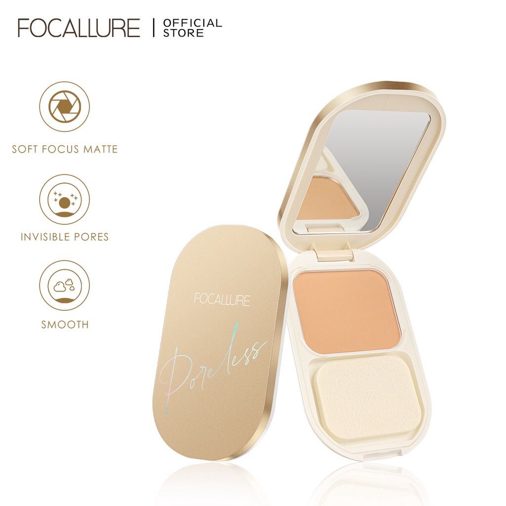 Focallure FA206 #GoldenAge Tahan Air Bedak Padat Matte Pressed Powder Tahan Hingga 12 Jam Compact Powder FA 206 Golden Age-1