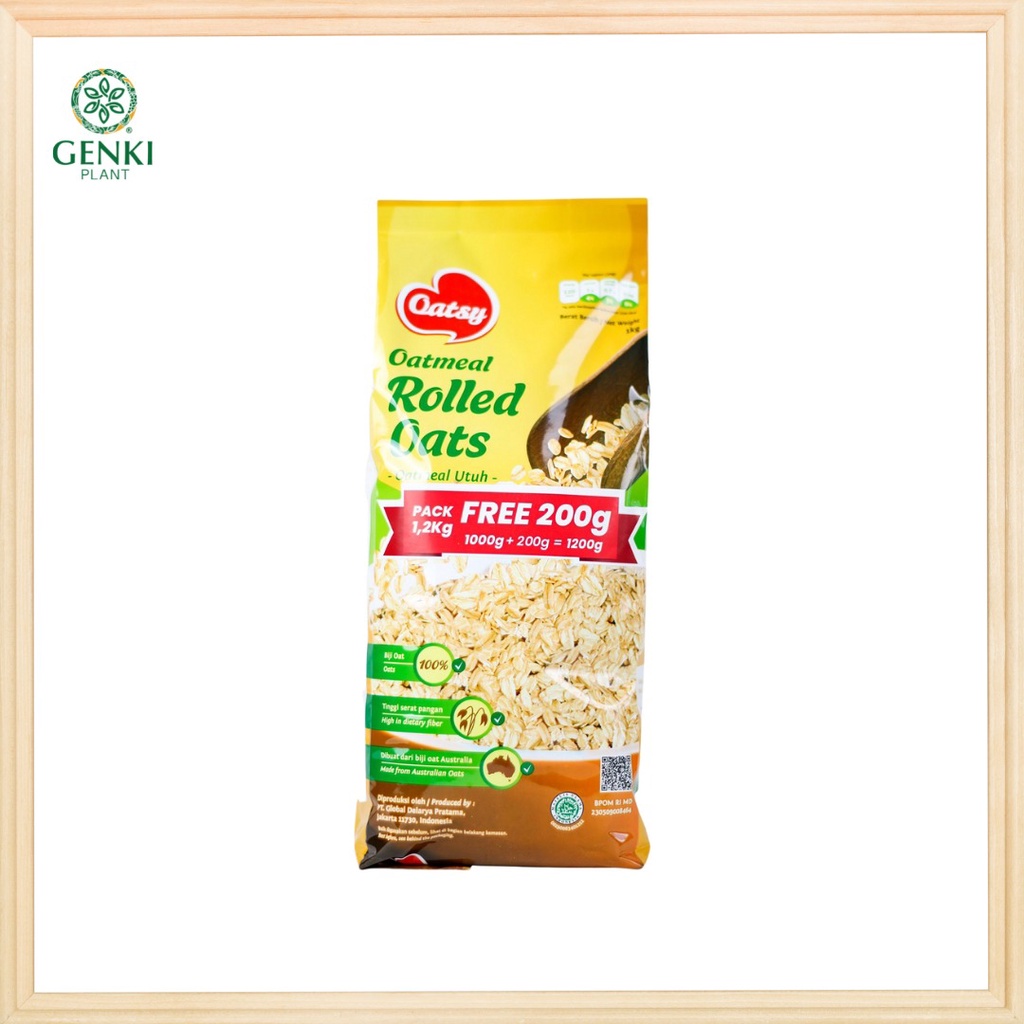 

Oatsy Oatmeal Rolled Oats (Whole Grain) - 1 kg + 200 g