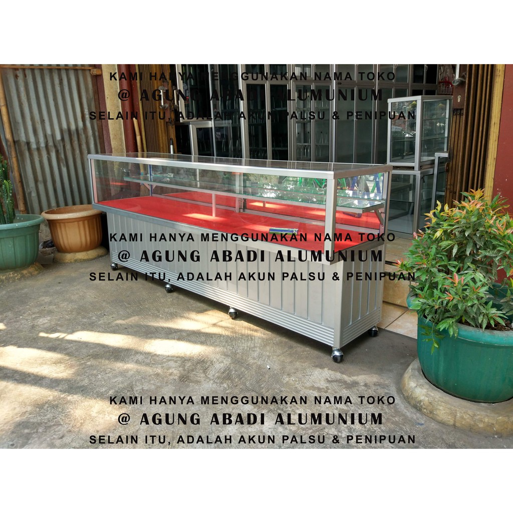 Etalase Alumunium Counter Hp Voucher Perdana 2 Meter