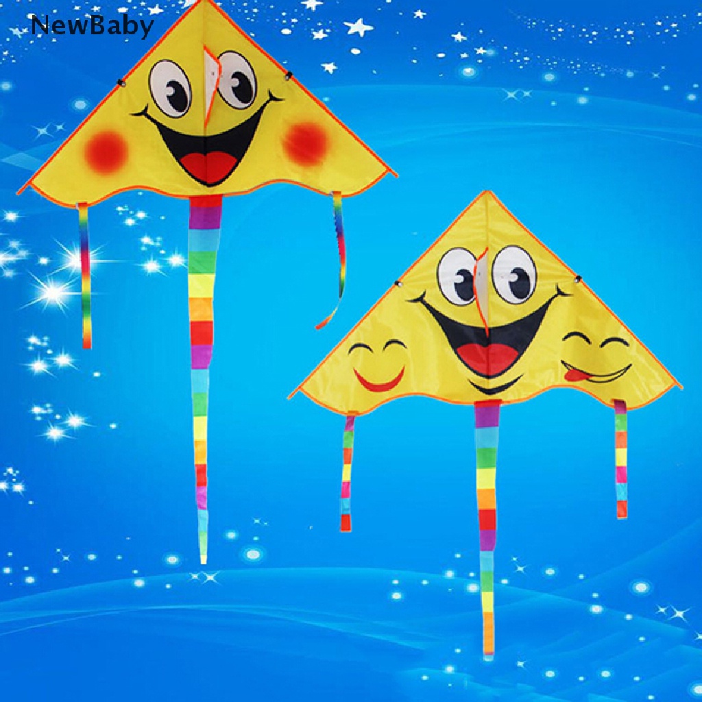 1 Set 80x45cm Layanglayang Motif Smiley face Dengan Tali Pegangan 50m Untuk Outdoorolahraga