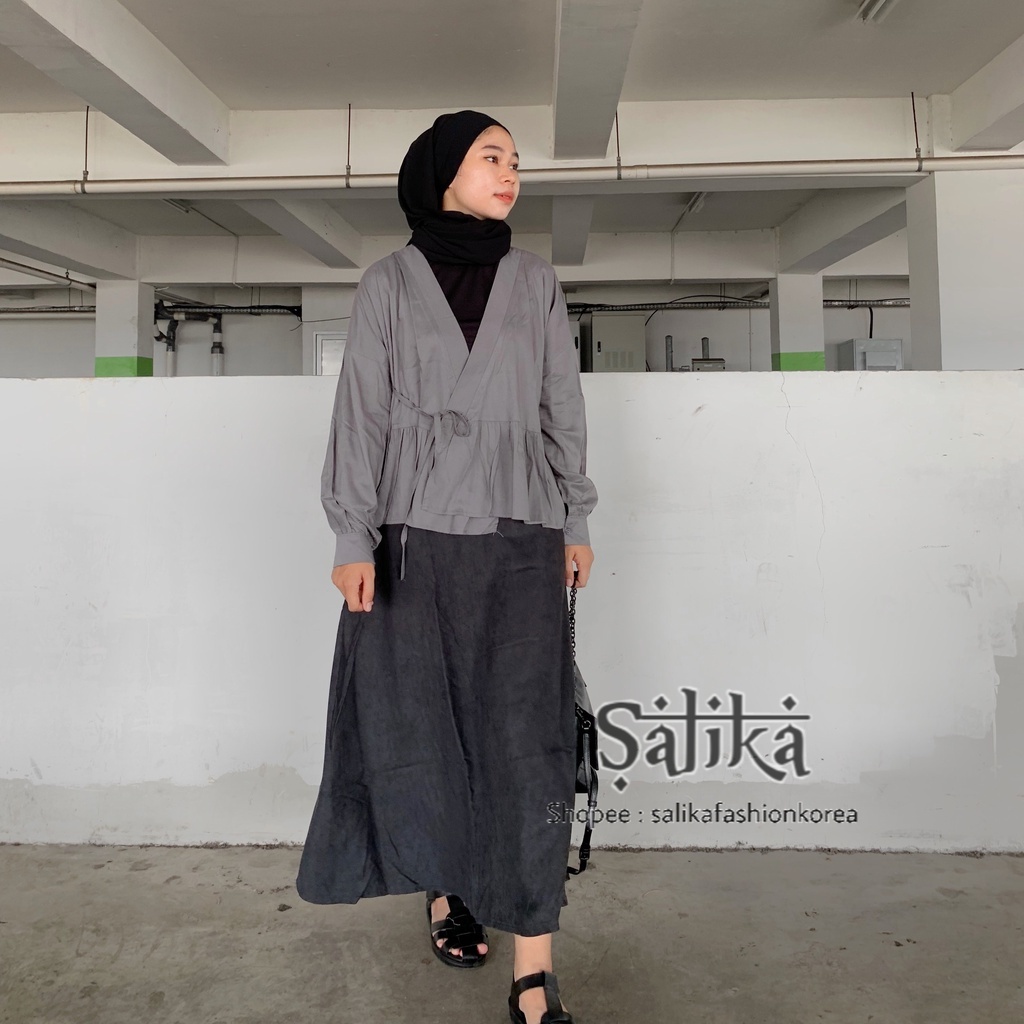 NARA KIMONO BLOUSE PAKAIAN WANITA BAJU ATASAN WANITA BAJU BLOUSE POLOS ADEM LENGAN PANJANG CEWE CEWE