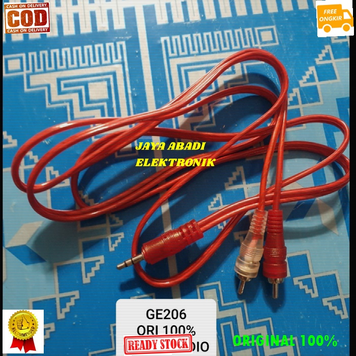 ORIGINAL KABEL AUDIO HP AUX 3.5MM RCA SOUND SYSTEM STEREO JEK JACK SAMBUNGAN ELEKTRONIK SPEAKER SPK 