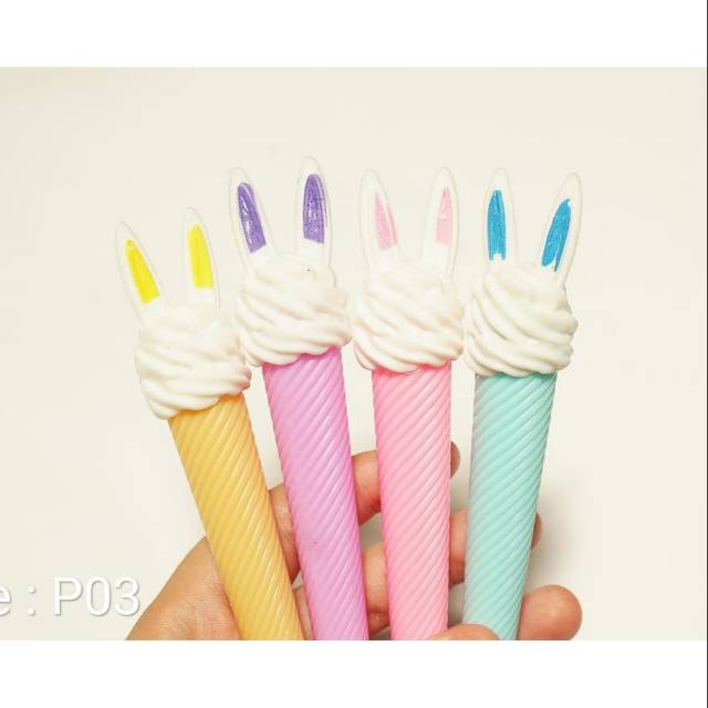 Pulpen karakter bunny ice cream pen karakter murah pena karakter gel pen