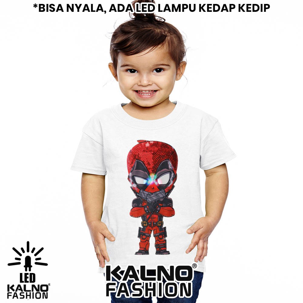 kaos baju anak DADPOOL 1 LED umur 1 - 7 tahun bisa nyala - random karakter dadpool KAOS LED KAOS NYA